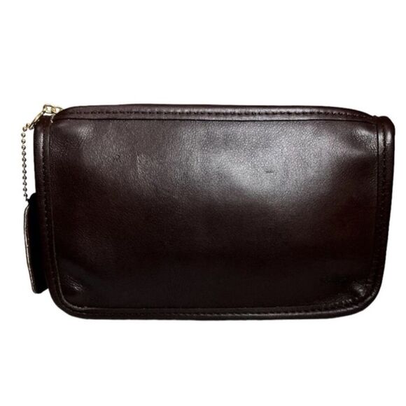 Coach 7165 Brown Mahogany Vintage Chunky Makeup Case Original Hang Tag And Chain - Picture 1 of 12